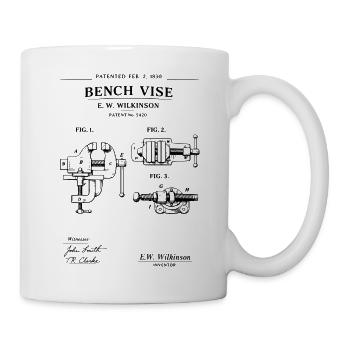 Blueprint Bench Vice Patent Sketch T-Shirt - Tasse - Weiß - Rechts