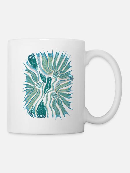 Tropical Abstract Bloom in Teal - Mug - white