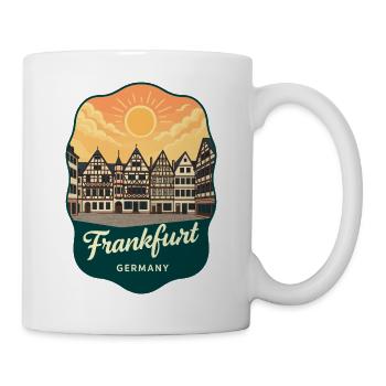 Frankfurt Romer Retro Sunset Reiseabzeichen - Tasse - Weiß - Rechts