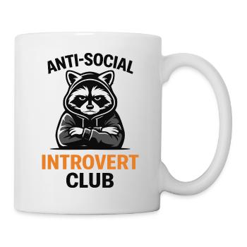 Introvert Raccoon Club Hoodie - Mug - white - Right