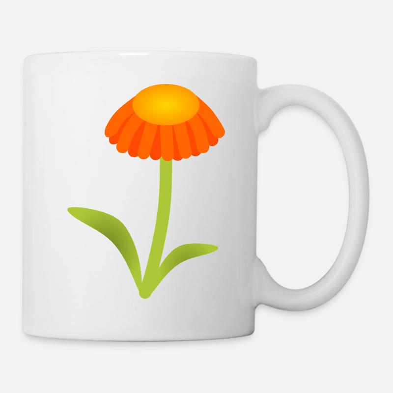 Orange Daisy on Lime Green Stem - Mug - white