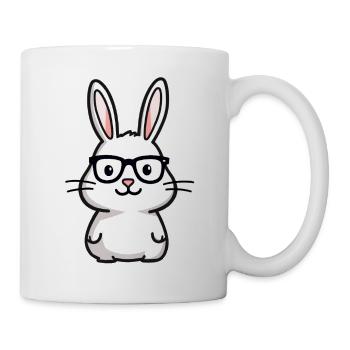 Rabbit with glasses - Mug - white - Right
