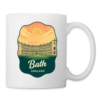 Bath Royal Crescent Retro Sunset Badge - Mug - white - Right