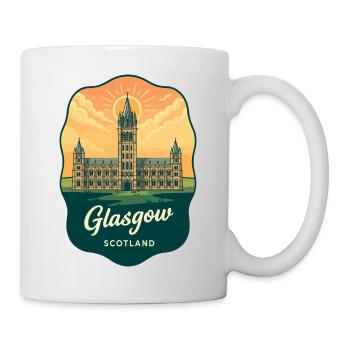 Glasgow Scotland Retro Sunset Travel Badge - Mug - white - Right