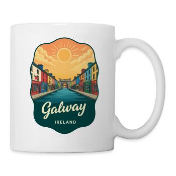 Badge de voyage vintage Sunset de Galway, Irlande - Mug blanc - blanc - Droite