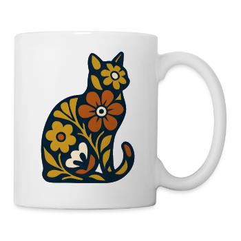 Motif d’art populaire Fleurs de Chat - Mug blanc - blanc - Droite