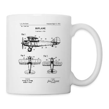 Antique Biplane 1921 Aviation Patent - Mug - white - Right