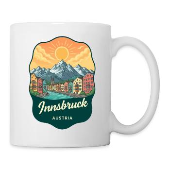 Insigne vintage du coucher du soleil des Alpes d’Innsbruck - Mug blanc - blanc - Droite