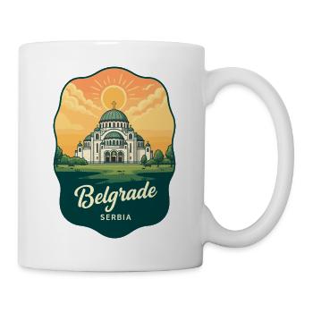 Belgrader Saint Sava Retro Sonnenuntergangs-Reiseabzeichen - Tasse - Weiß - Rechts