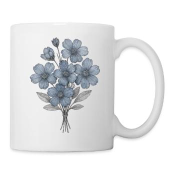 Blaues Blumenbouquet Aquarell - Tasse - Weiß - Rechts