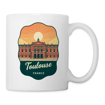 Toulouse Capitole Retro Sonnenuntergang Reiseabzeichen - Tasse - Weiß - Rechts