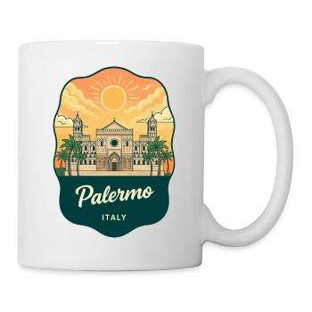Insigne de voyage vintage Sunset de la cathédrale de Palerme - Mug blanc - blanc - Droite