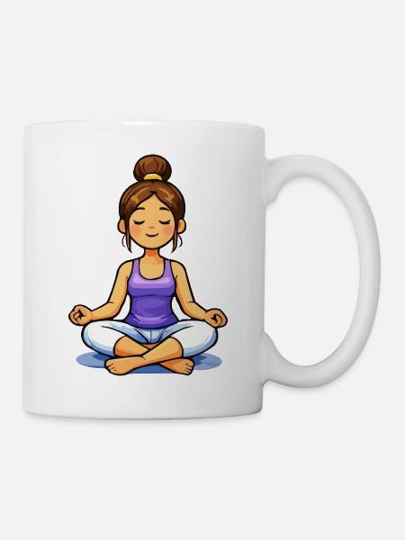 Meditierende Schneidersitz Frau - Tasse - Weiß