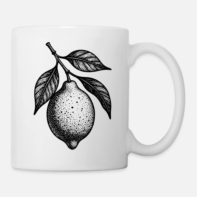 Illustration lemon hanging stippled texture - Mug - white