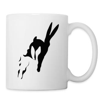 Bunny court shadow bunny rabbit hop de lapins de Pâques - Mug blanc - blanc - Droite