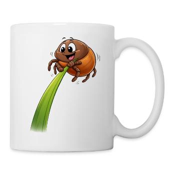 Lustige Zecke auf Grashalm  - Tasse - Weiß - Rechts