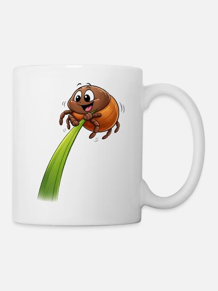 Lustige Zecke auf Grashalm - Tasse - Weiß
