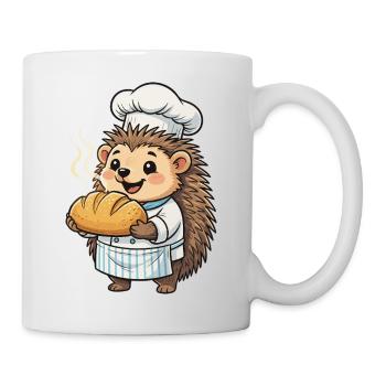 Igelkoch bäckt goldenes Brot - Tasse - Weiß - Rechts