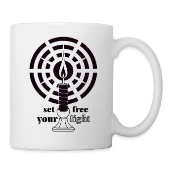 Dark Magenta Glow – Minimalist Art Deco Candle - Mug - white - Right