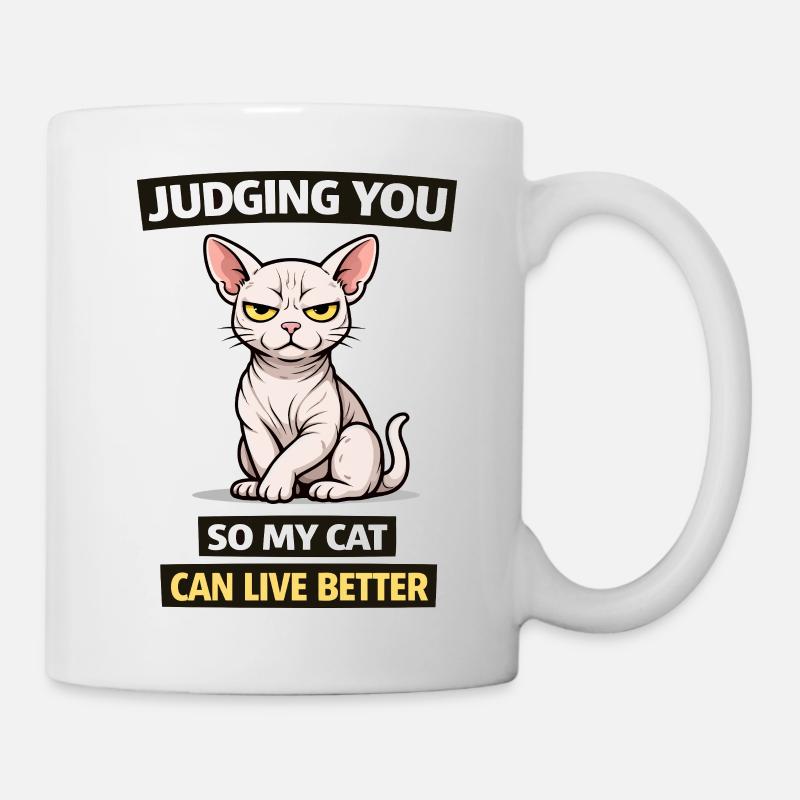 Judging Cat – Funny Sarcastic Cat Shirt - Mug - white