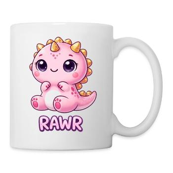 Cute T-Rex Dinosaur Cartoon Chibi Girl - Mug - white - Right
