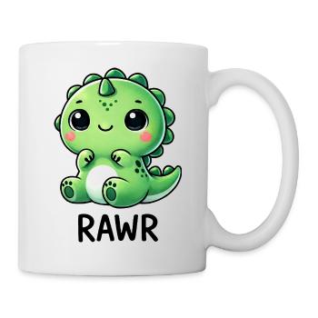 Mignon Dino T-Rex Dinosaure Cartoon Chibi Roar - Mug blanc - blanc - Droite