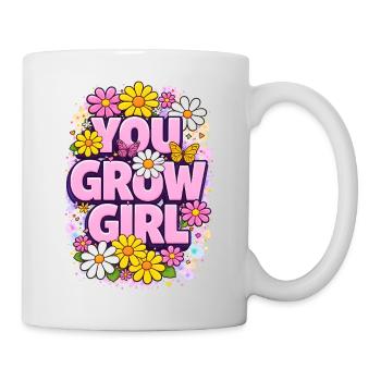 You Grow Girl - Vibrant Floral Motivational Quote - Mug - white - Right