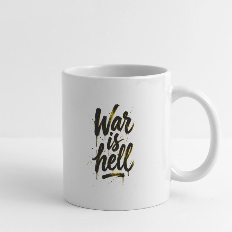 Script Yellow Graffiti Brush sur Black War, c’est l’enfer Mug blanc