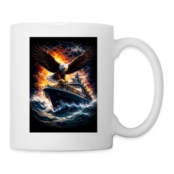 Aigle sur le navire en pleine tempête - Mug blanc - blanc - Droite