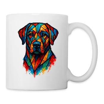 Chien Labrador Géométrique Style Vitrail Moderne - Mug blanc - blanc - Droite
