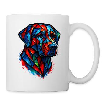 Farbenfrohes Buntglas-Labrador-Retriever-Porträt – Pop-up - Tasse - Weiß - Rechts