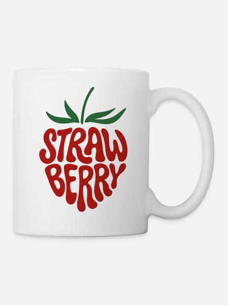 Erdbeere – Ästhetische Retro-Fruchtgrafikgestaltung - Tasse - Weiß