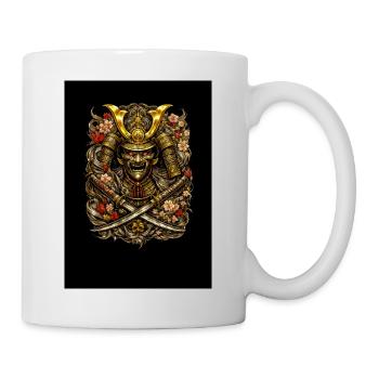 Casque en fleurs de samouraï - Mug blanc - blanc - Droite