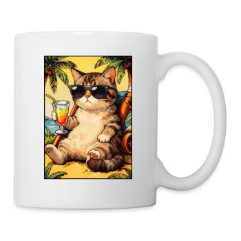 Cool Cat on Summer Vacation - Mug - white - Right