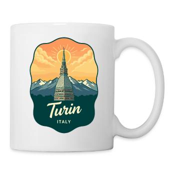 Turin Mole Antonelliana Vintage Travel Badge - Mug - white - Right