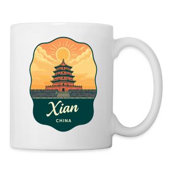 Insigne de voyage vintage de la pagode de l’oie sauvage de Xian - Mug blanc - blanc - Droite