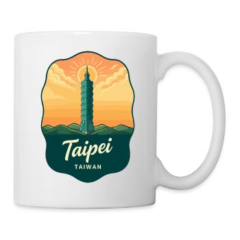 Taipei 101 Taiwan Vintage Sunset Reiseabzeichen - Tasse - Weiß - Rechts