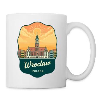 Badge de voyage rétro de la place du marché de Wroclaw - Mug blanc - blanc - Droite