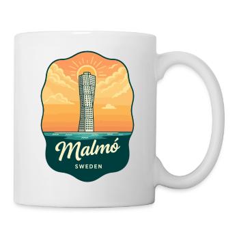 Badge vintage du coucher de soleil Malmo Turning Torse - Mug blanc - blanc - Droite