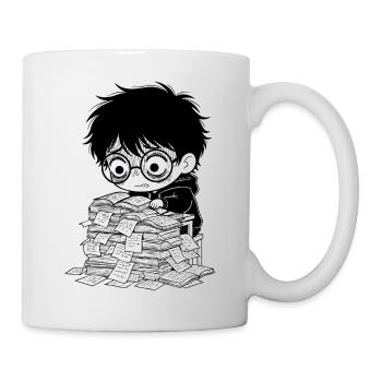 Sticker Burnout Étudiant Livres Noir et Blanc - Mug blanc - blanc - Droite