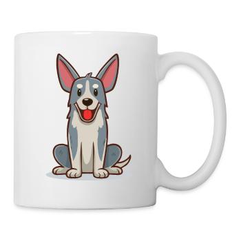 Kleiner, lustiger, grauer Hund (Comic) - Tasse - Weiß - Rechts