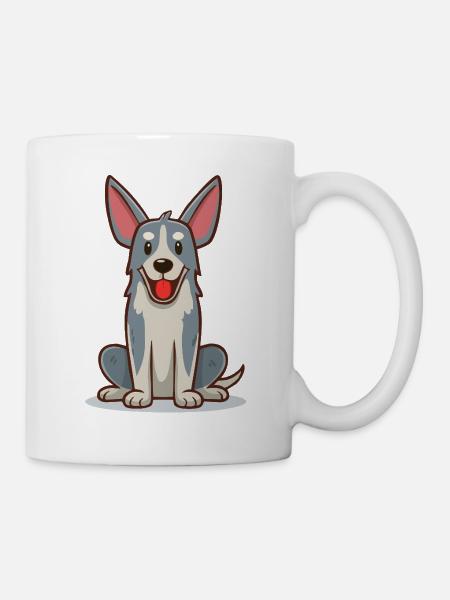 Kleiner, lustiger, grauer Hund (Comic) - Tasse - Weiß