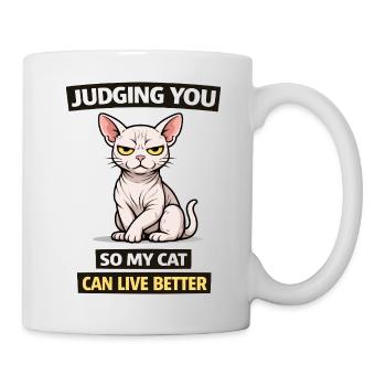 Te juger, chat : vis mieux - Mug blanc - blanc - Droite