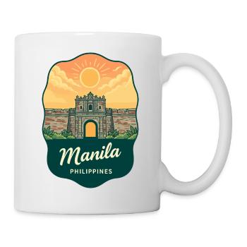 Manila Intramuros Retro Sonnenuntergangs-Reiseabzeichen - Tasse - Weiß - Rechts
