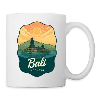 Bali Temple Vintage Sunset Travel Badge - Mug - white - Right