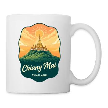 Chiang Mai Doi Suthep Retro Travel Badge - Mug - white - Right