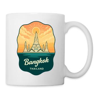 Badge de voyage Bangkok Wat Arun Vintage Sunset - Mug blanc - blanc - Droite