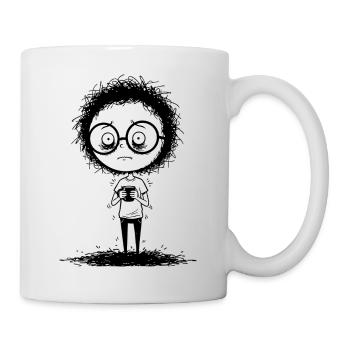 Shy gamer with glasses, expressive face - Mug - white - Right