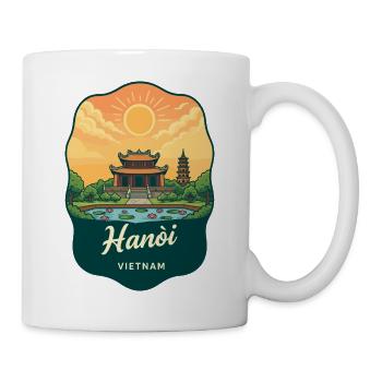 Hanoi Vietnam Vintage Sunset Reiseabzeichen - Tasse - Weiß - Rechts