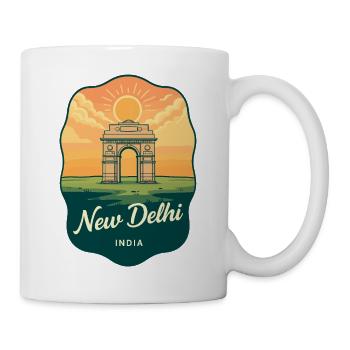 Badge de voyage rétro Sunset Gate de New Delhi India Gate - Mug blanc - blanc - Droite